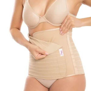 FOR MOMS - Faja Envolvente Alta Postparto Y PostCirugia Con Tela Multilineal Color Nude. Modelo 579