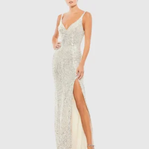 Fully Sequined Scoop Back Gown