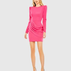 Long Sleeve Mini Dress with Shoulder Pads