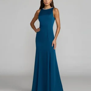 Embellished Neck Trumpet Gown