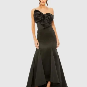 Black Strapless Bow Mermaid Gown