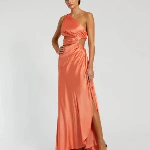 Orange Cut Out One Shoulder Satin Gown - FINAL SALE