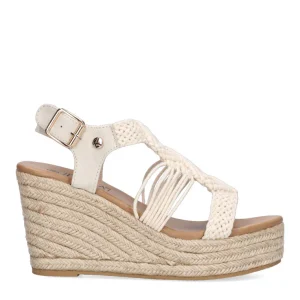 SANDALIA CUÑA CROCHE ETIKA 20026 CALALGA, MUJER BEIGE