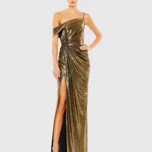 Gold Metallic Off The Shoulder Gown