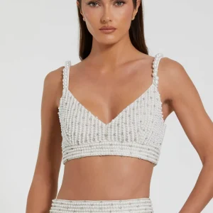 White Pearl Beaded Bra Top