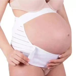 FOR MOMS- Fajas Para Embarazadas Soporte Maternal Tela Multilinea Suave color Blanco. Modelo 586