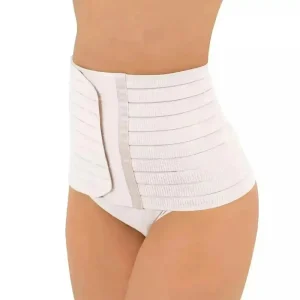 FOR MOMS -  Fajas Postparto Envolvente Corta Tela Multilineal Color Blanco. Modelo 576