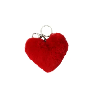 Llavero pompón corazón rojo