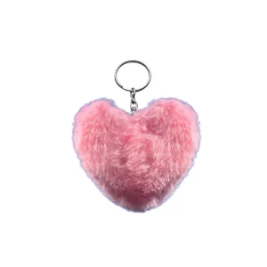 Llavero pompón corazón rosa claro