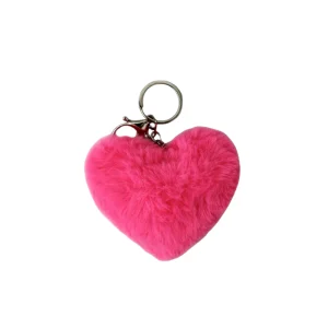 Llavero pompón corazón fucsia